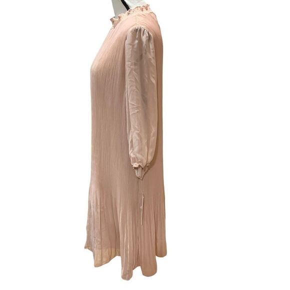 Nanette Lepore Chiffon Shift Dress Plisse Soft Pink  Savannah Rose Size 14 NWT - Picture 8 of 15